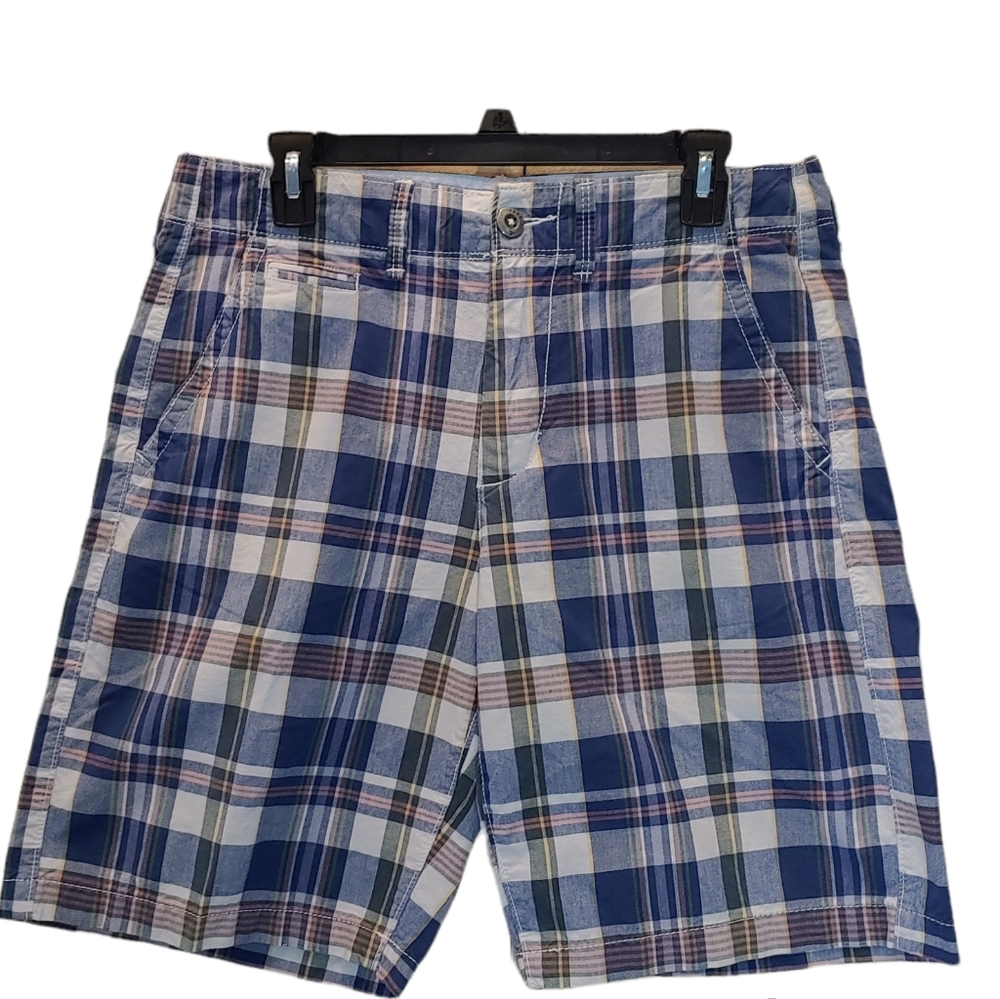 American eagle outfitters men's flat front multicolor plaid short size 30 Y2K